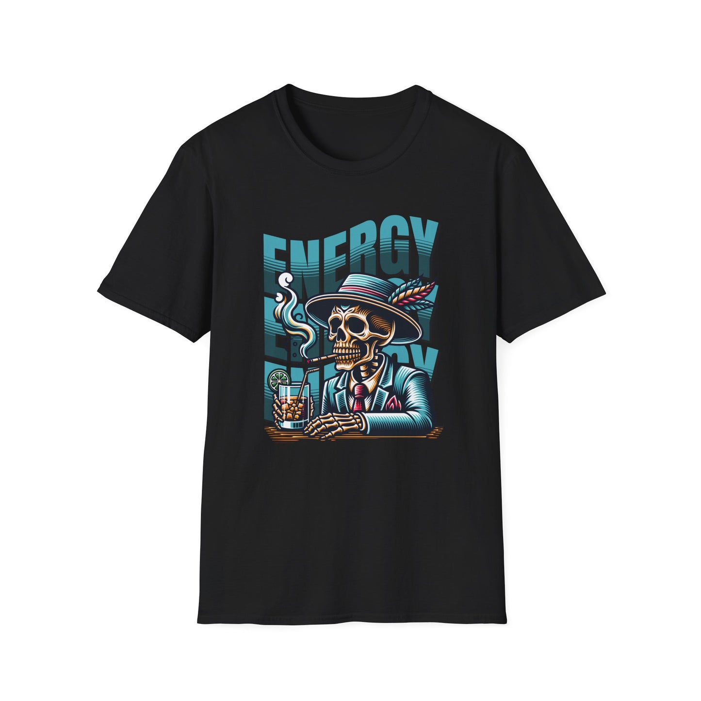 Energy with Skull Smoking and Drinking - T-Shirt - Blount Custom Creations