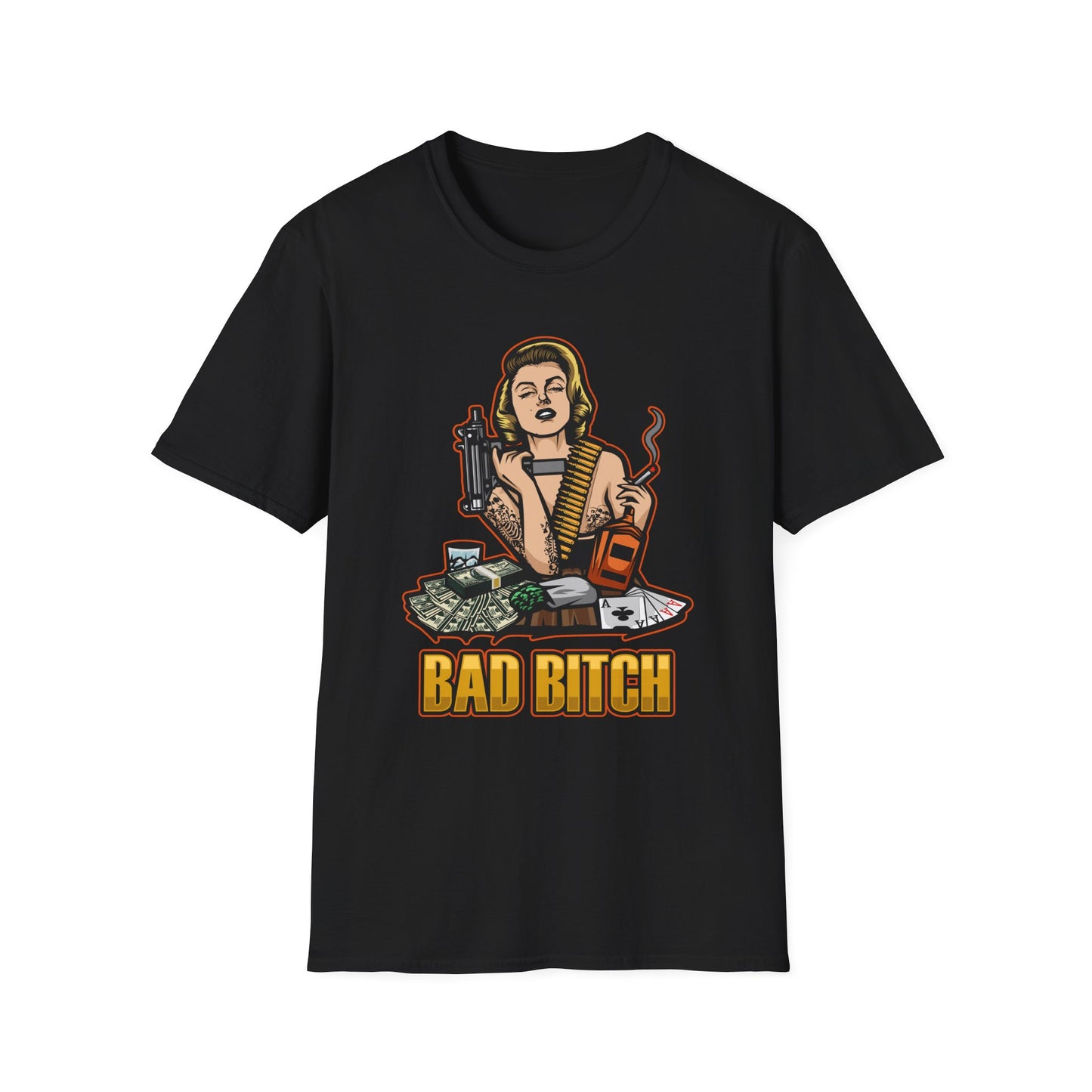 Bad Bitch with Machine Gun and Liquor Streetwear - T-Shirt - Blount Custom Creations