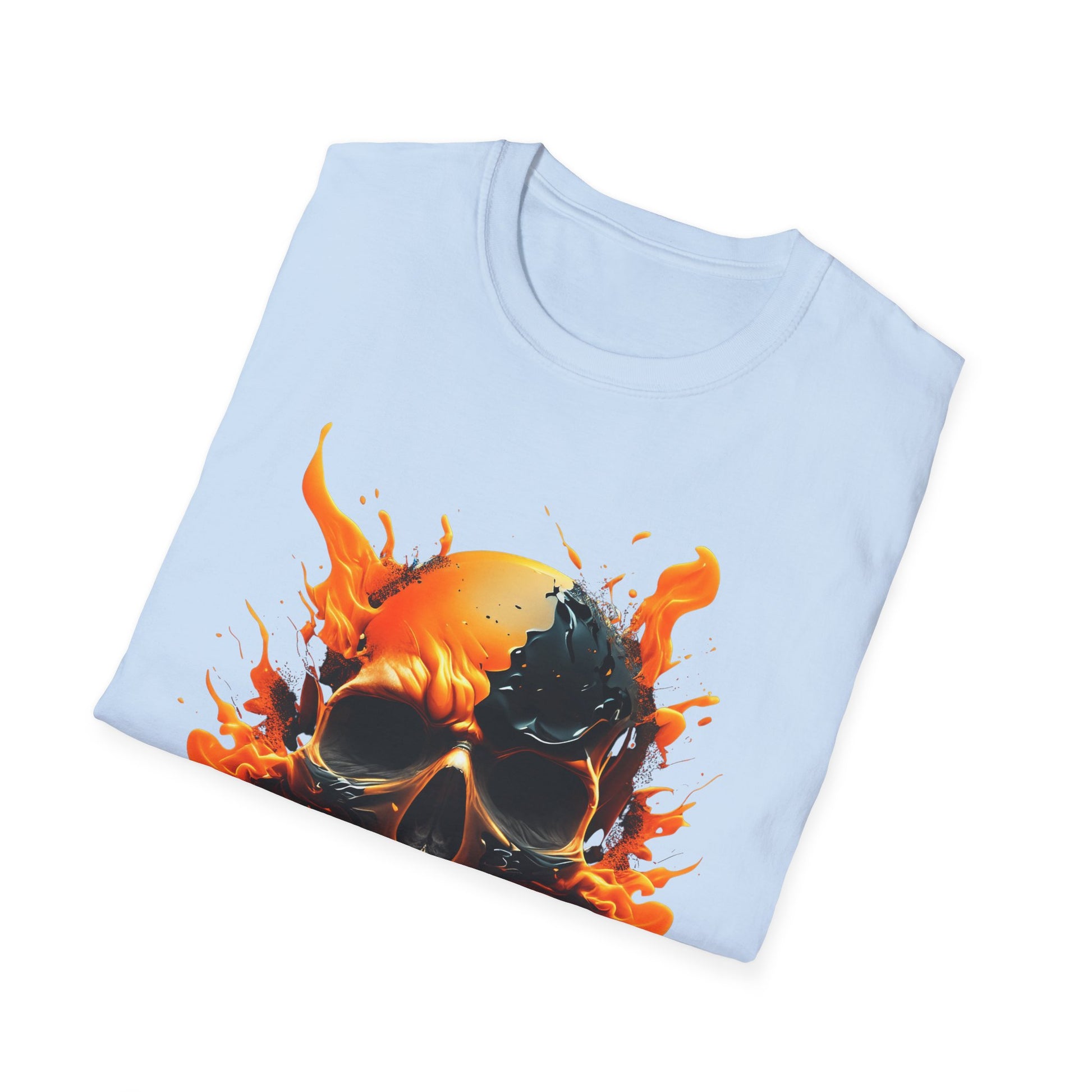 Skull with Orange Flames - T-Shirt - Blount Custom Creations