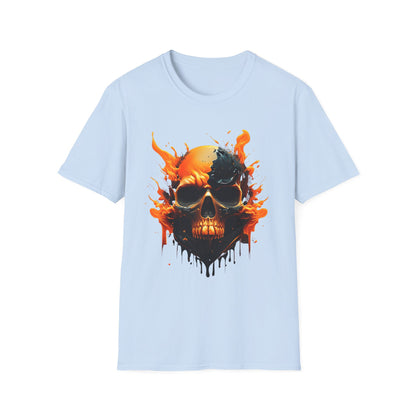 Skull with Orange Flames - T-Shirt - Blount Custom Creations