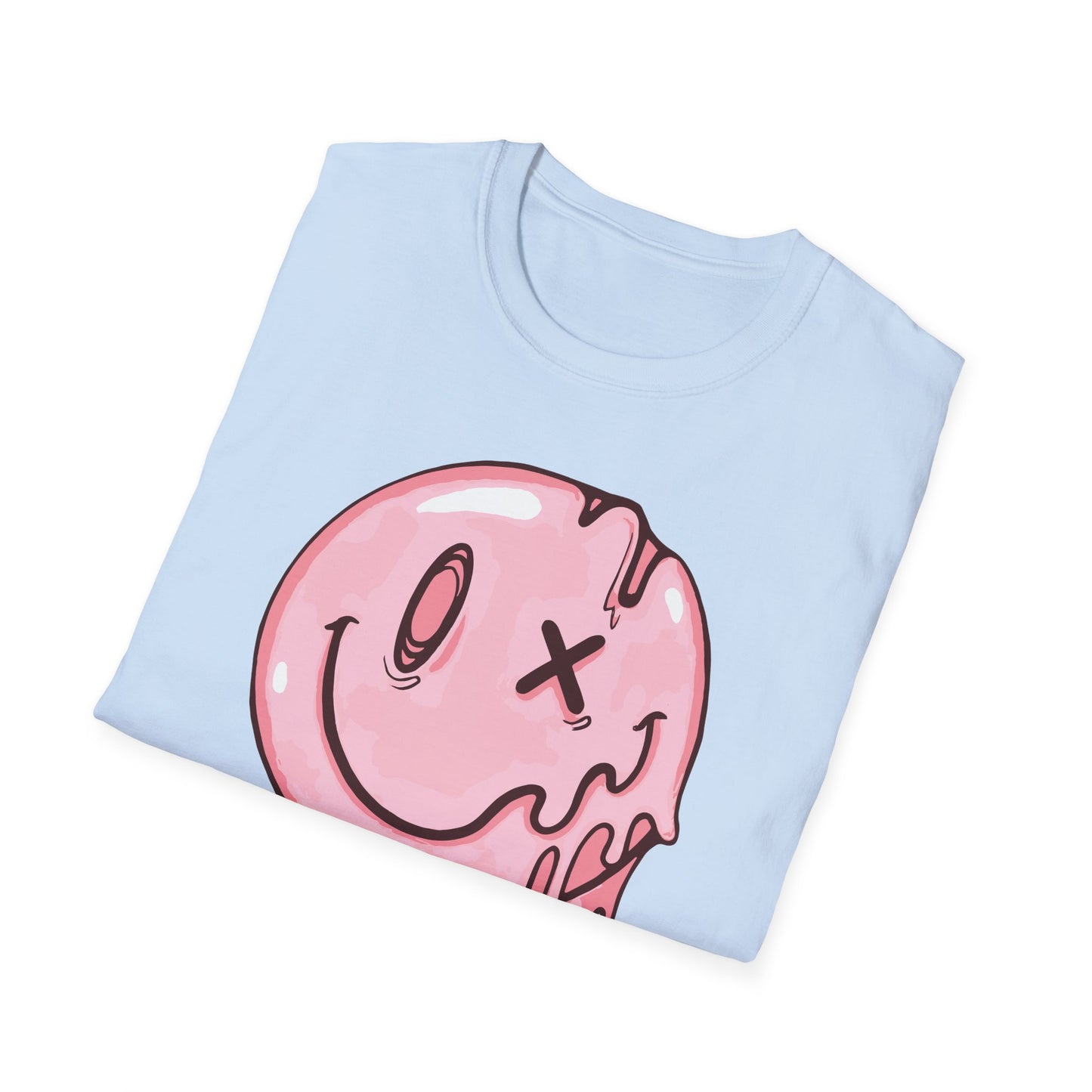 Melting Smiley Face Pink - T-Shirt - Blount Custom Creations