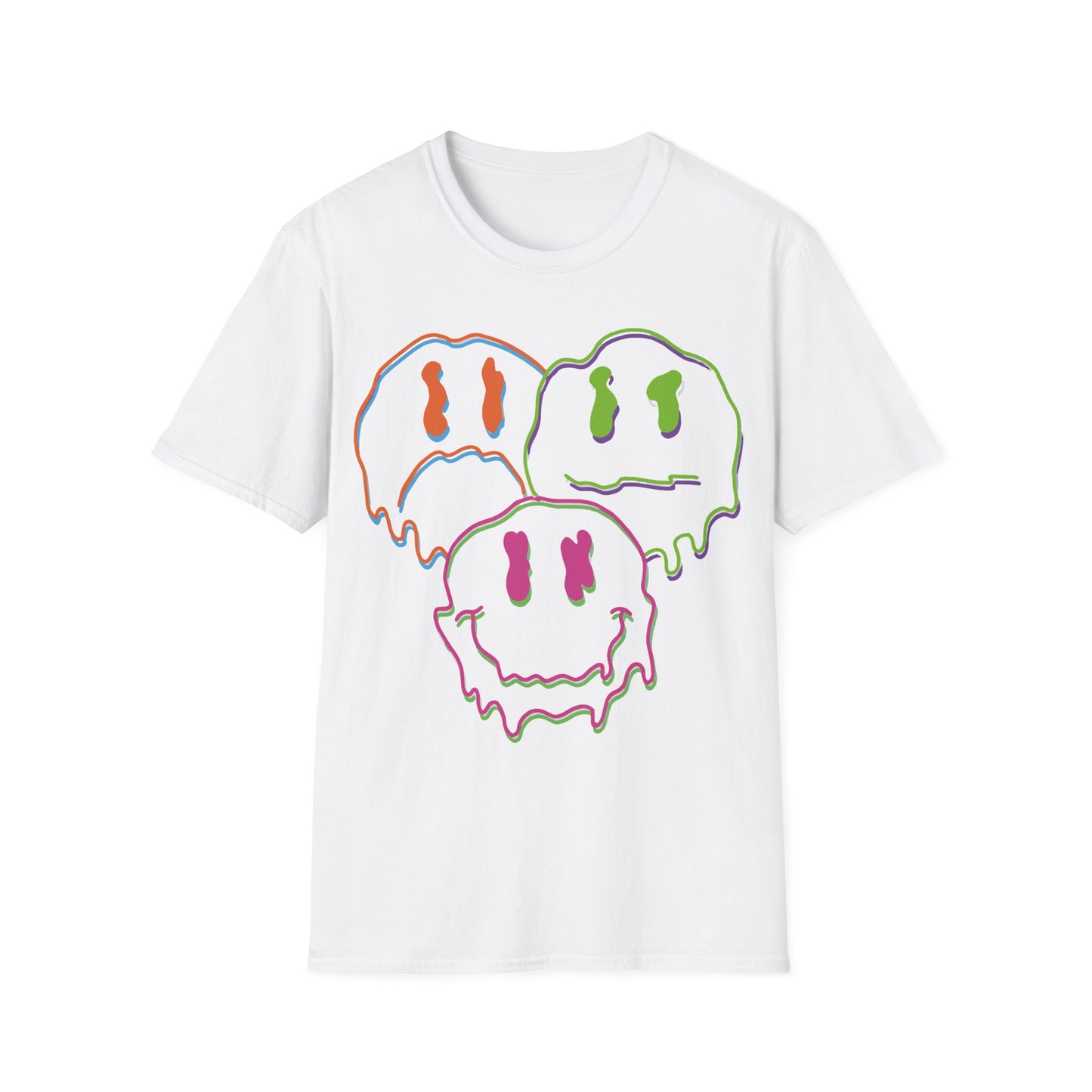 Three Melting Smiley Faces - T-Shirt - Blount Custom Creations