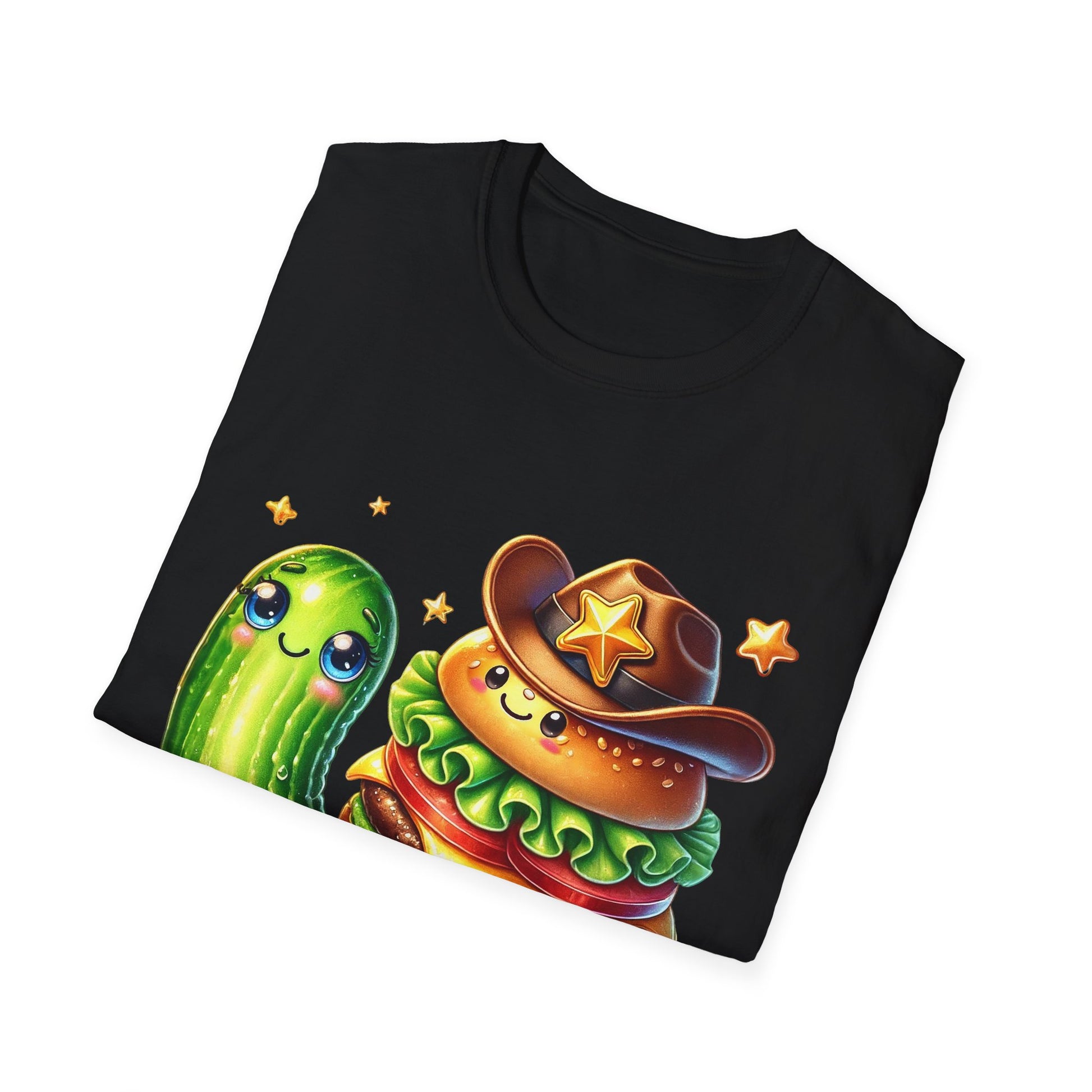 Wild Cowboy Cheeseburger Riding a Cucumber - T-Shirt - Blount Custom Creations