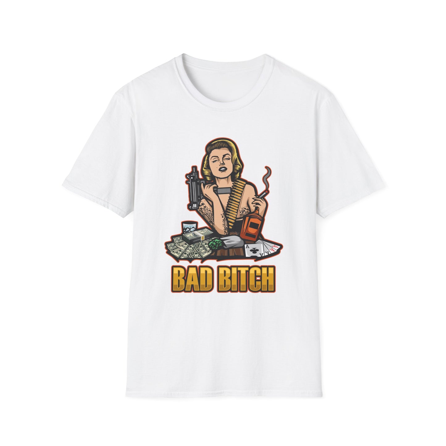 Bad Bitch with Machine Gun and Liquor Streetwear - T-Shirt - Blount Custom Creations