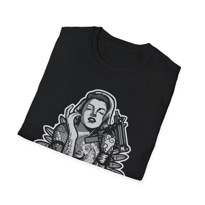 Tattooed Woman with Machine Gun Streetwear - T-Shirt - Blount Custom Creations