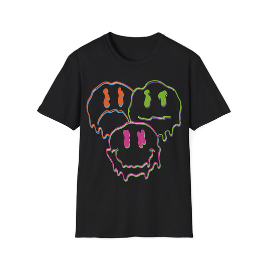 Three Melting Smiley Faces - T-Shirt - Blount Custom Creations