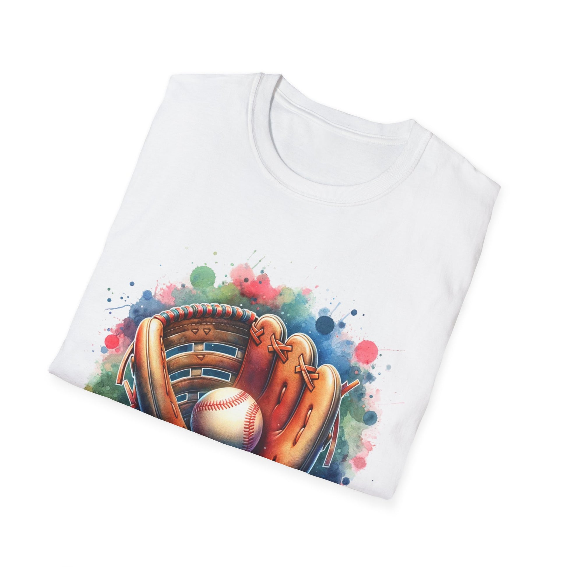 Baseball Glove with Colorful Background - T-Shirt - Blount Custom Creations