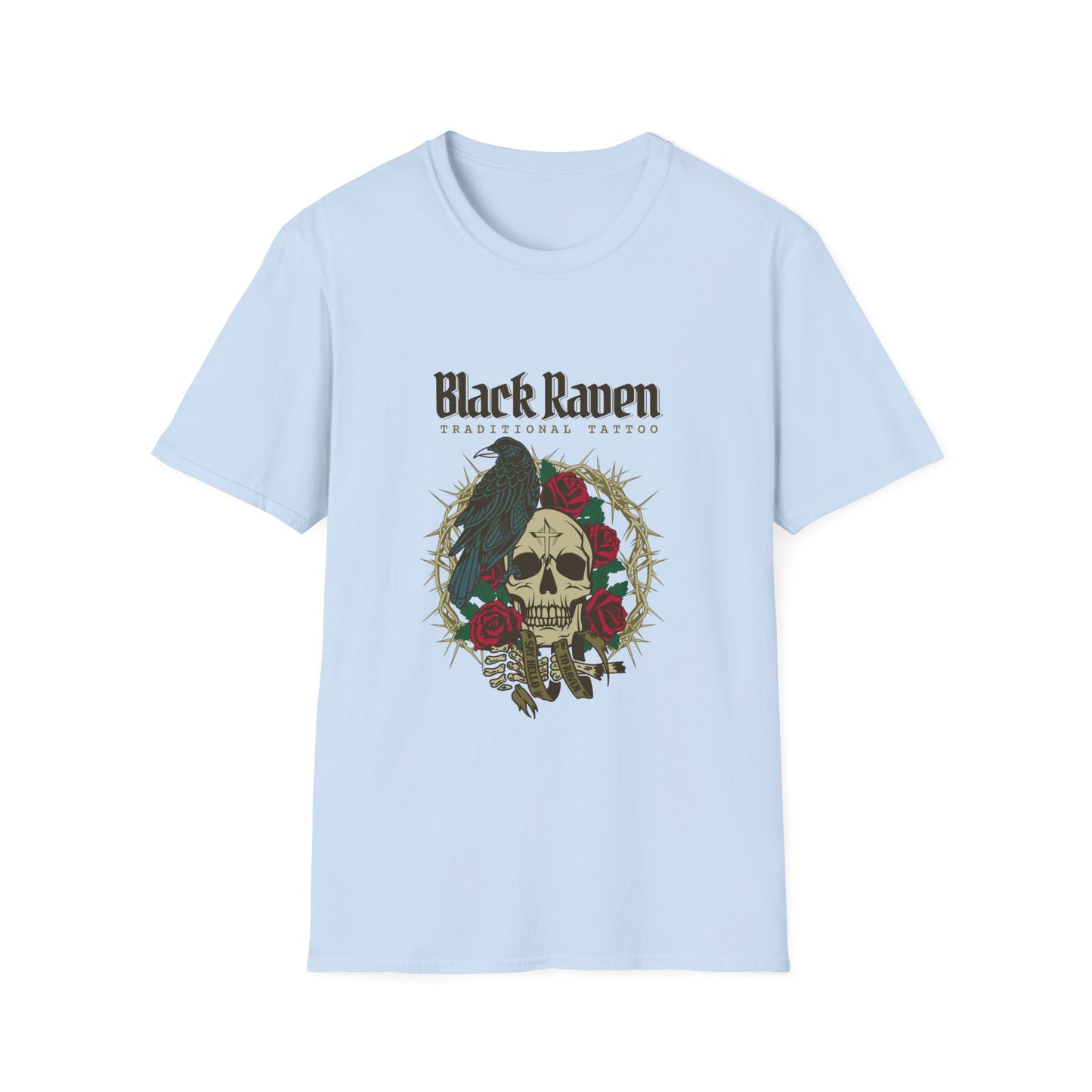 Black Raven Tattoo Skull and Thorns - T-Shirt - Blount Custom Creations