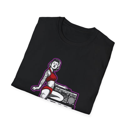 Tattooed Girl on Box with Boombox - T-Shirt - Blount Custom Creations