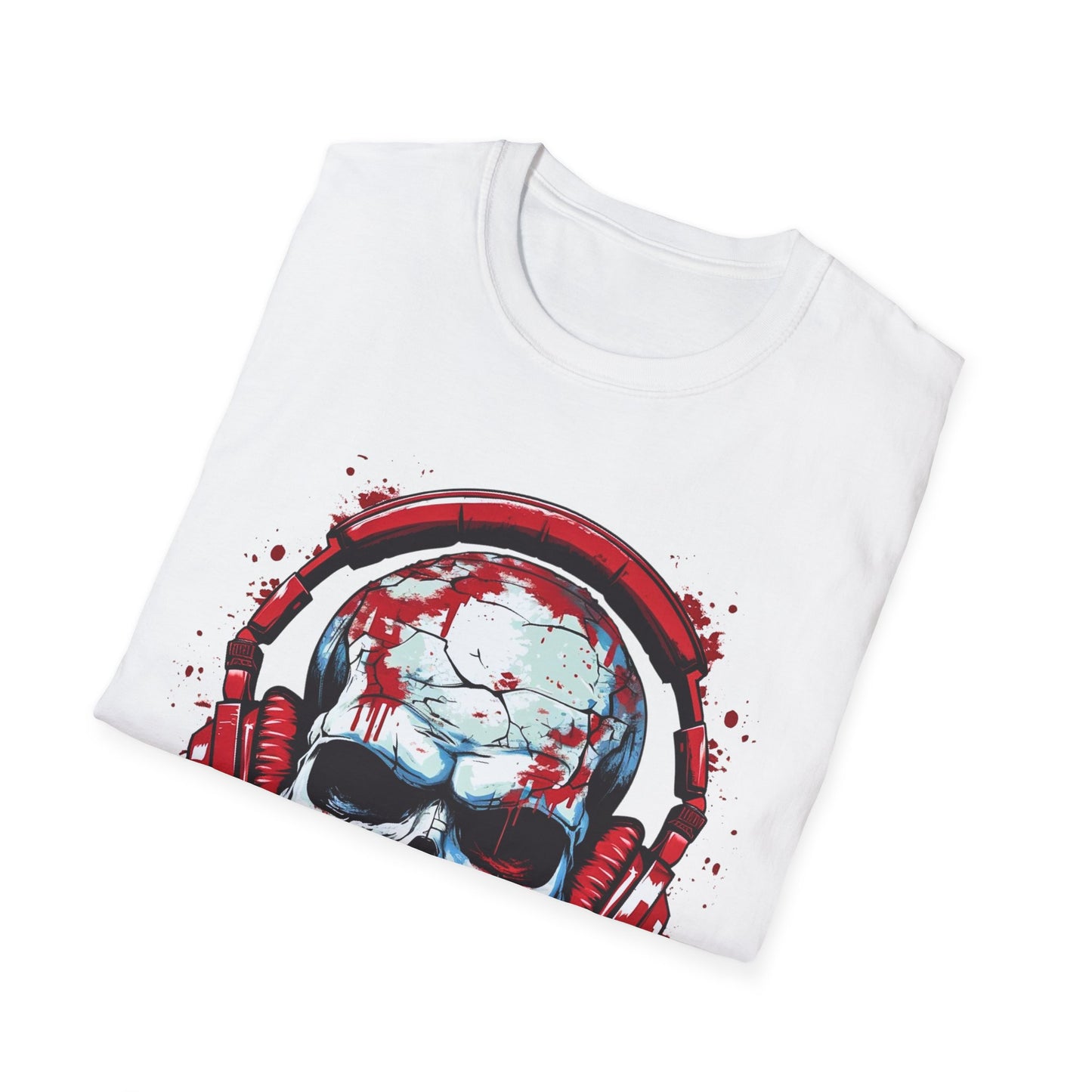 Skull with Red Headphones - T-Shirt - Blount Custom Creations