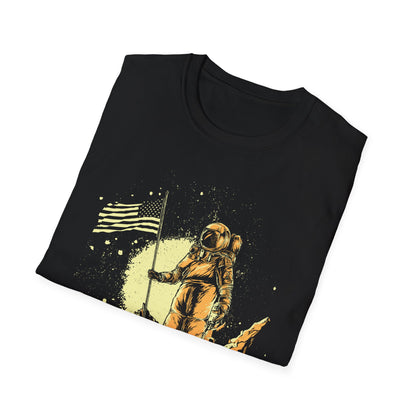 Astronaut in Space with Amercan Flag - T-Shirt - Blount Custom Creations