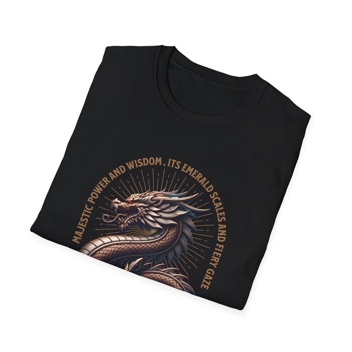 Majestic Power and Wisdom, It's Emerald Scales and Fiery Gaze Dragon - T-Shirt - Blount Custom Creations