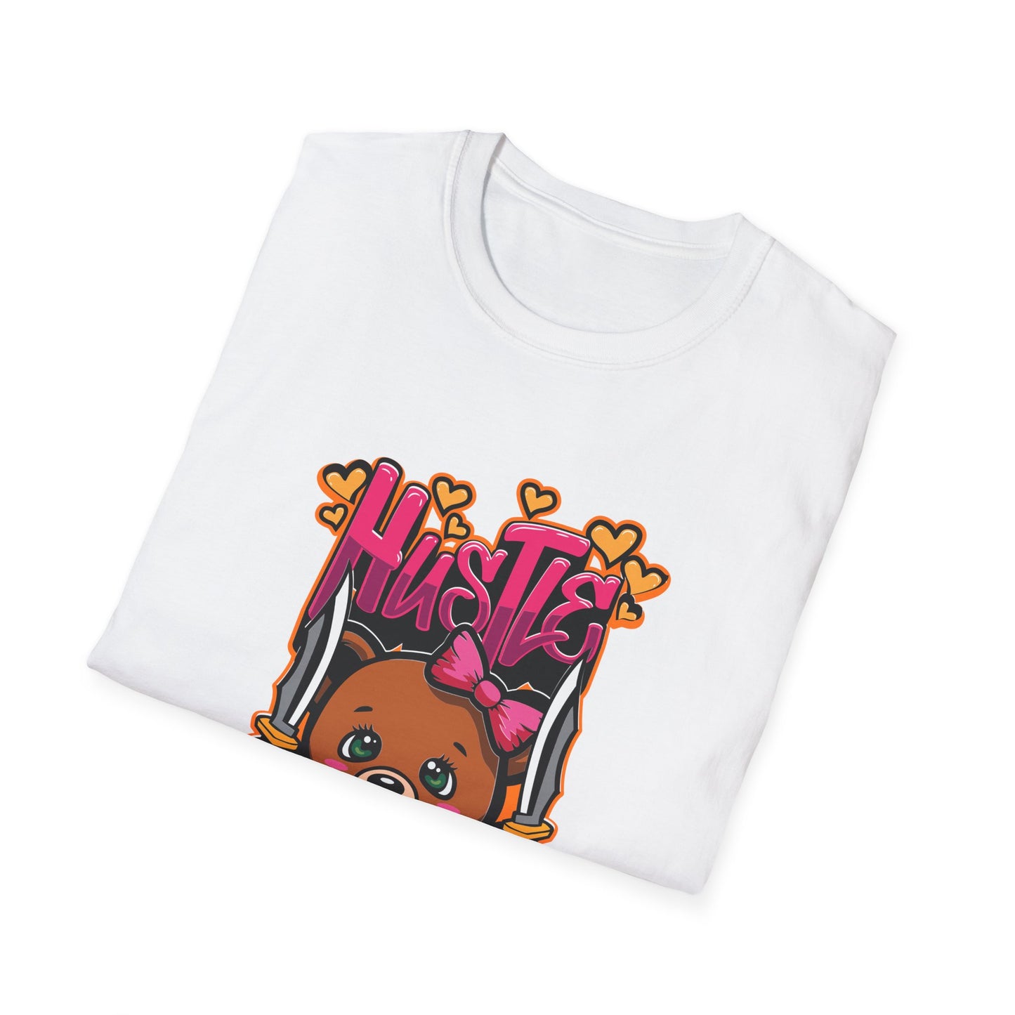 Hustle with Innocent Bear Holding Knives Streetwear - T-Shirt - Blount Custom Creations