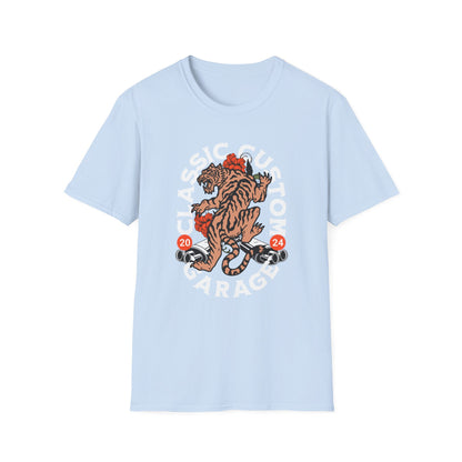 Classic Custom Garage with Tiger - T-Shirt - Blount Custom Creations