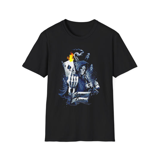 Skull Holding a Flaming Ace Card - T-Shirt - Blount Custom Creations