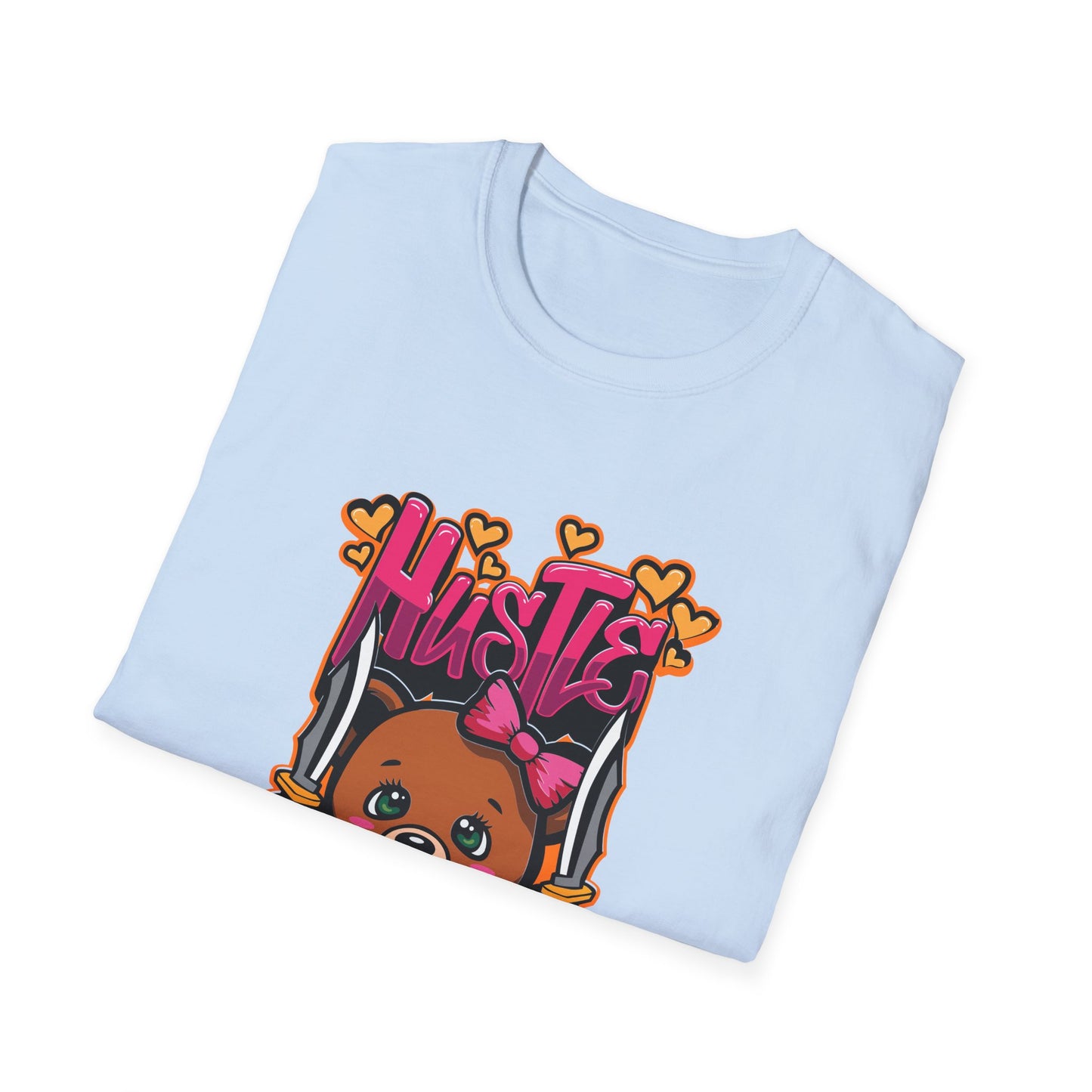 Hustle with Innocent Bear Holding Knives Streetwear - T-Shirt - Blount Custom Creations