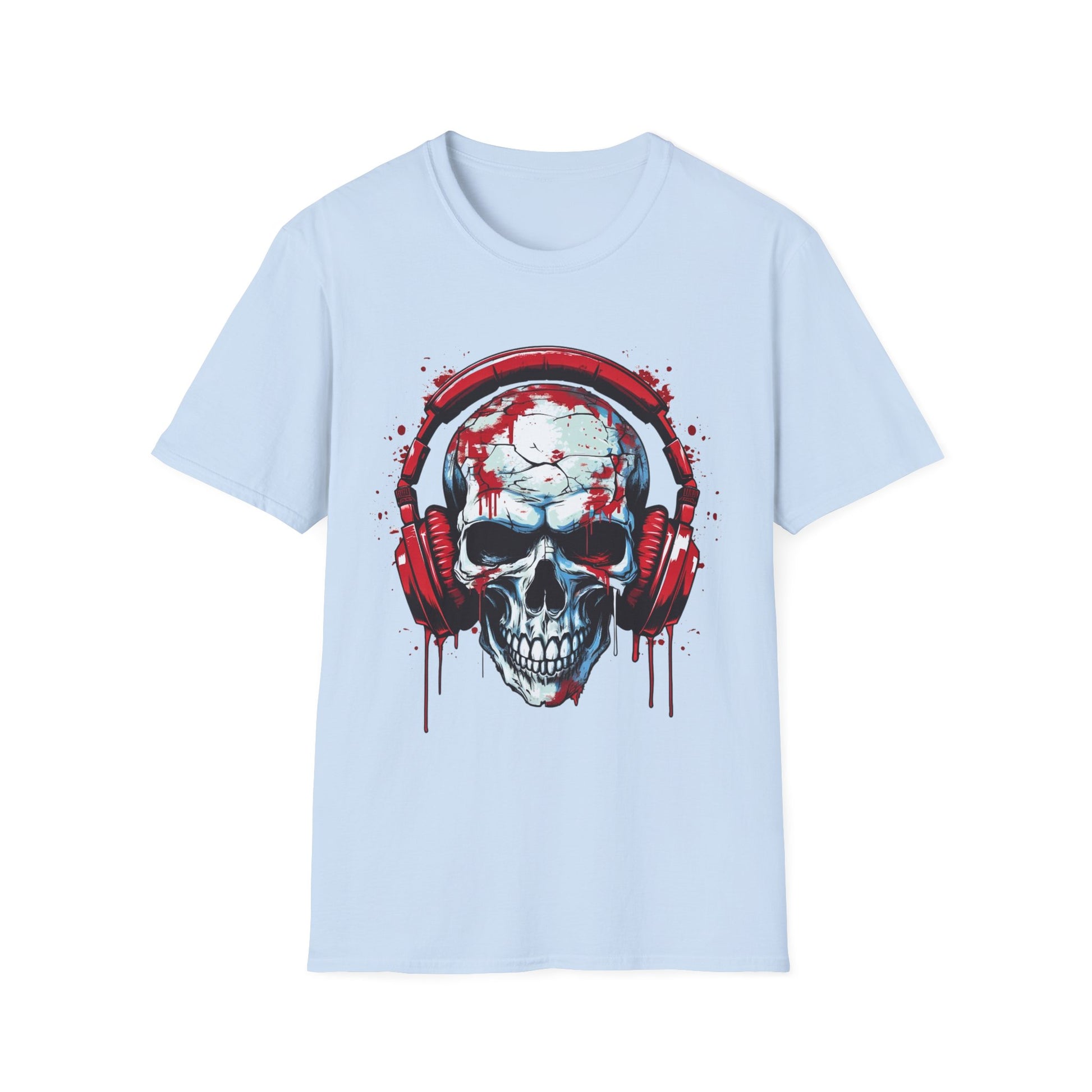 Skull with Red Headphones - T-Shirt - Blount Custom Creations