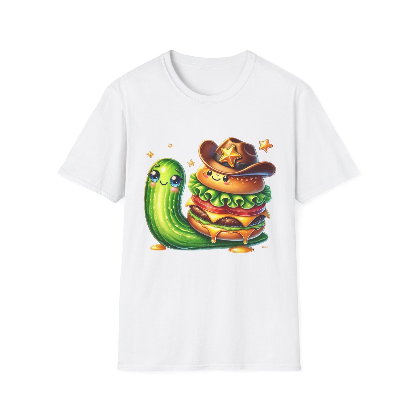 Wild Cowboy Cheeseburger Riding a Cucumber - T-Shirt - Blount Custom Creations