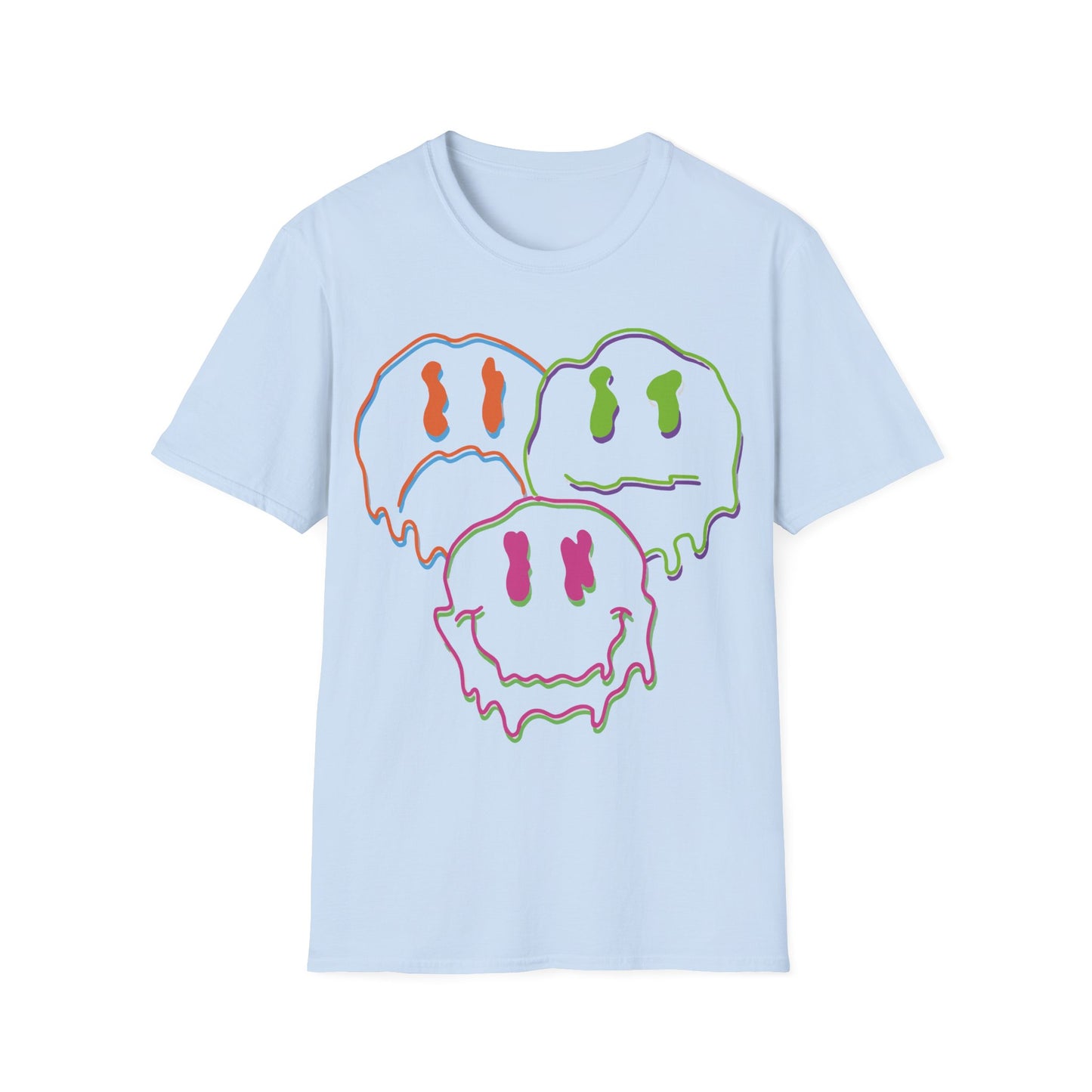 Three Melting Smiley Faces - T-Shirt - Blount Custom Creations