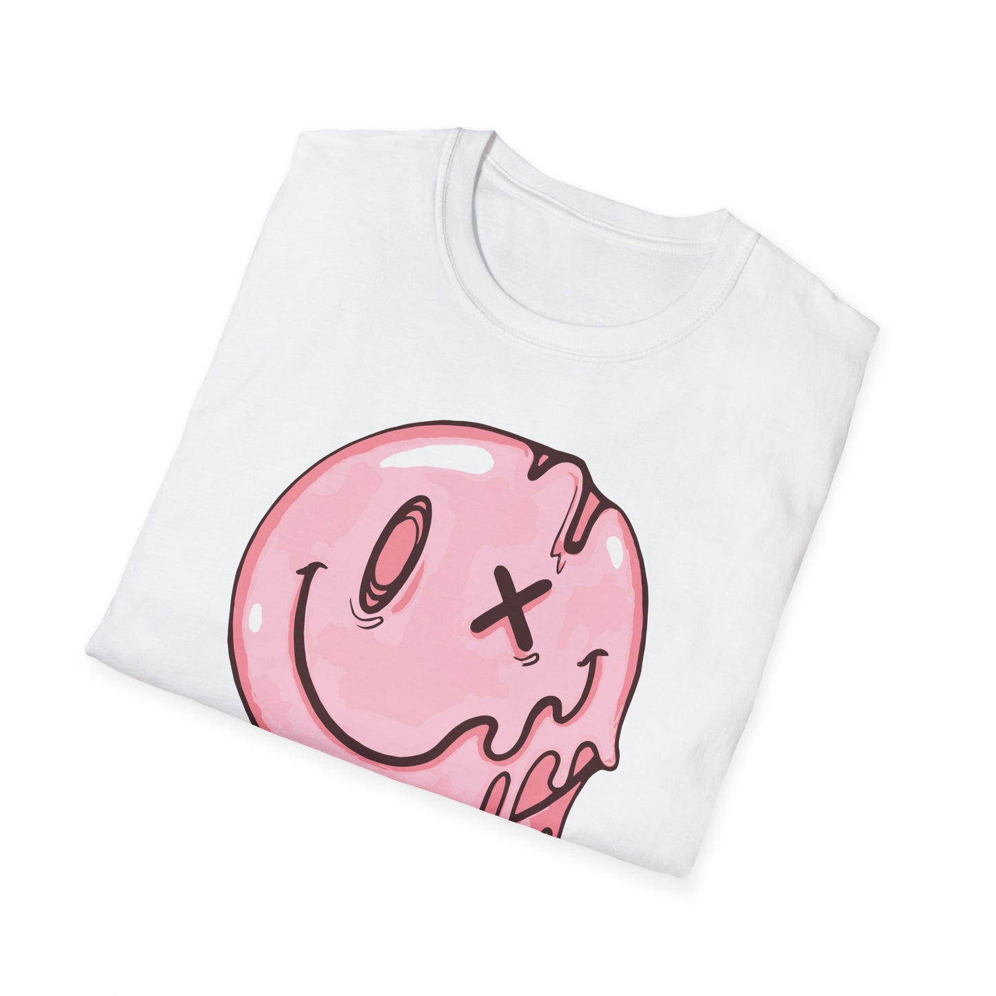 Melting Smiley Face Pink - T-Shirt - Blount Custom Creations