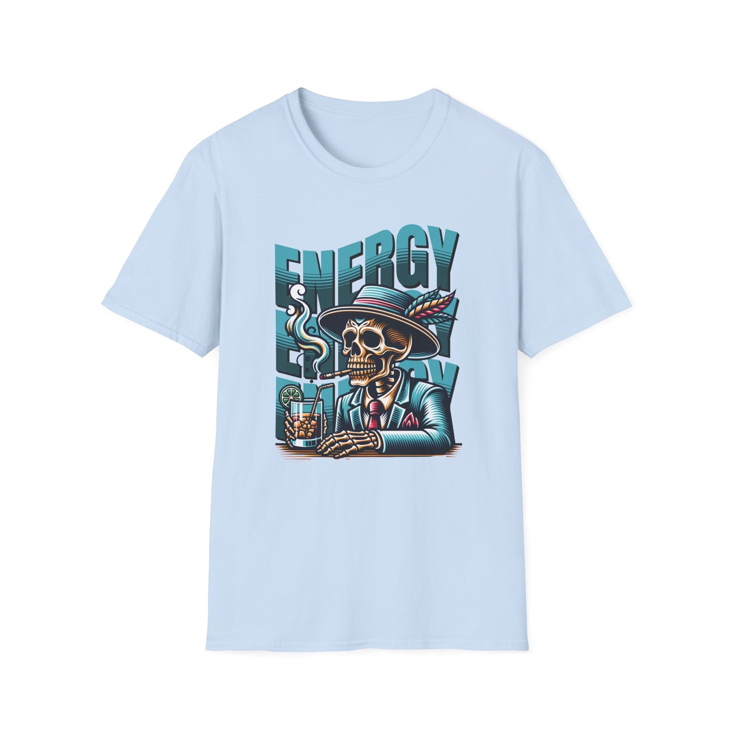 Energy with Skull Smoking and Drinking - T-Shirt - Blount Custom Creations