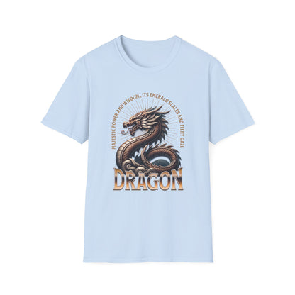 Majestic Power and Wisdom, It's Emerald Scales and Fiery Gaze Dragon - T-Shirt - Blount Custom Creations