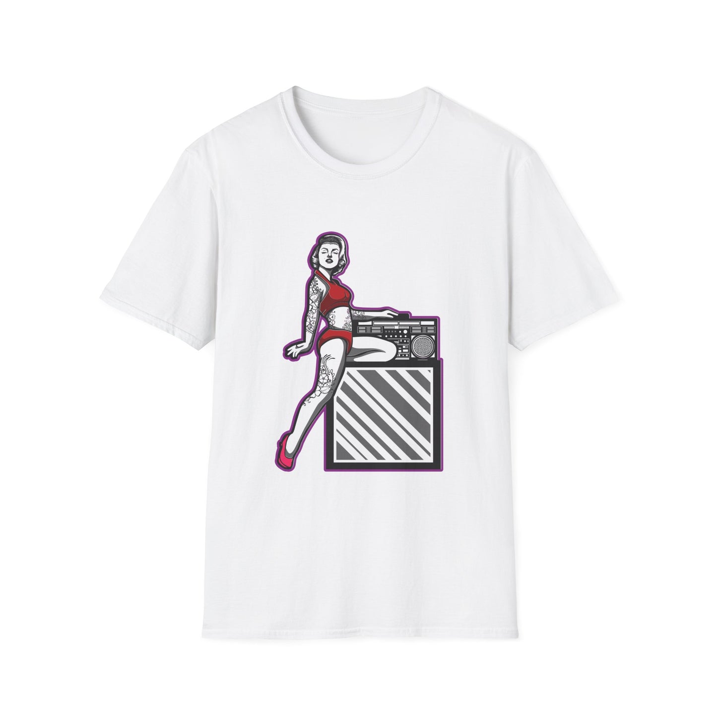 Tattooed Girl on Box with Boombox - T-Shirt - Blount Custom Creations