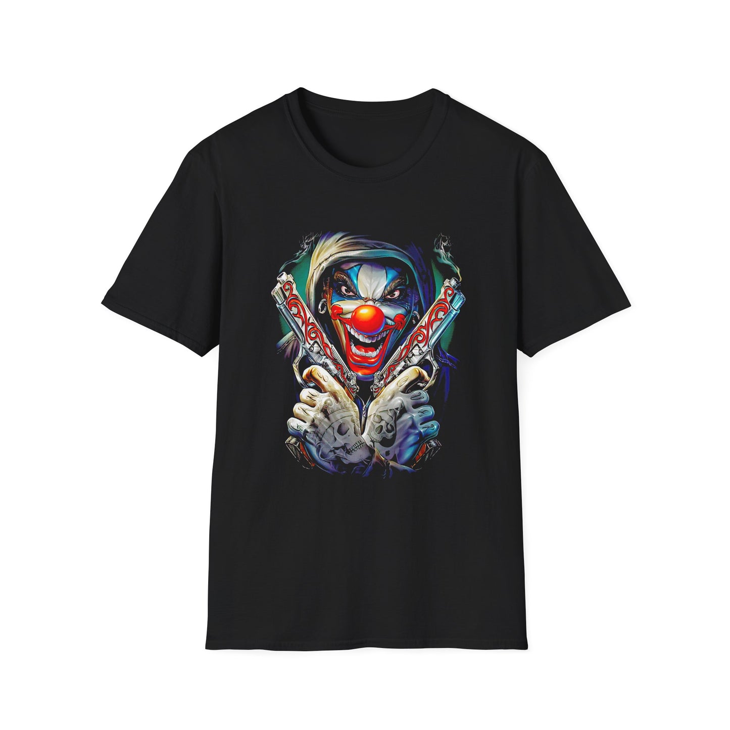 Wicked Clown Holding Two Glocks - T-Shirt - Blount Custom Creations