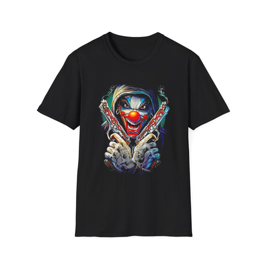 Wicked Clown Holding Two Glocks - T-Shirt - Blount Custom Creations