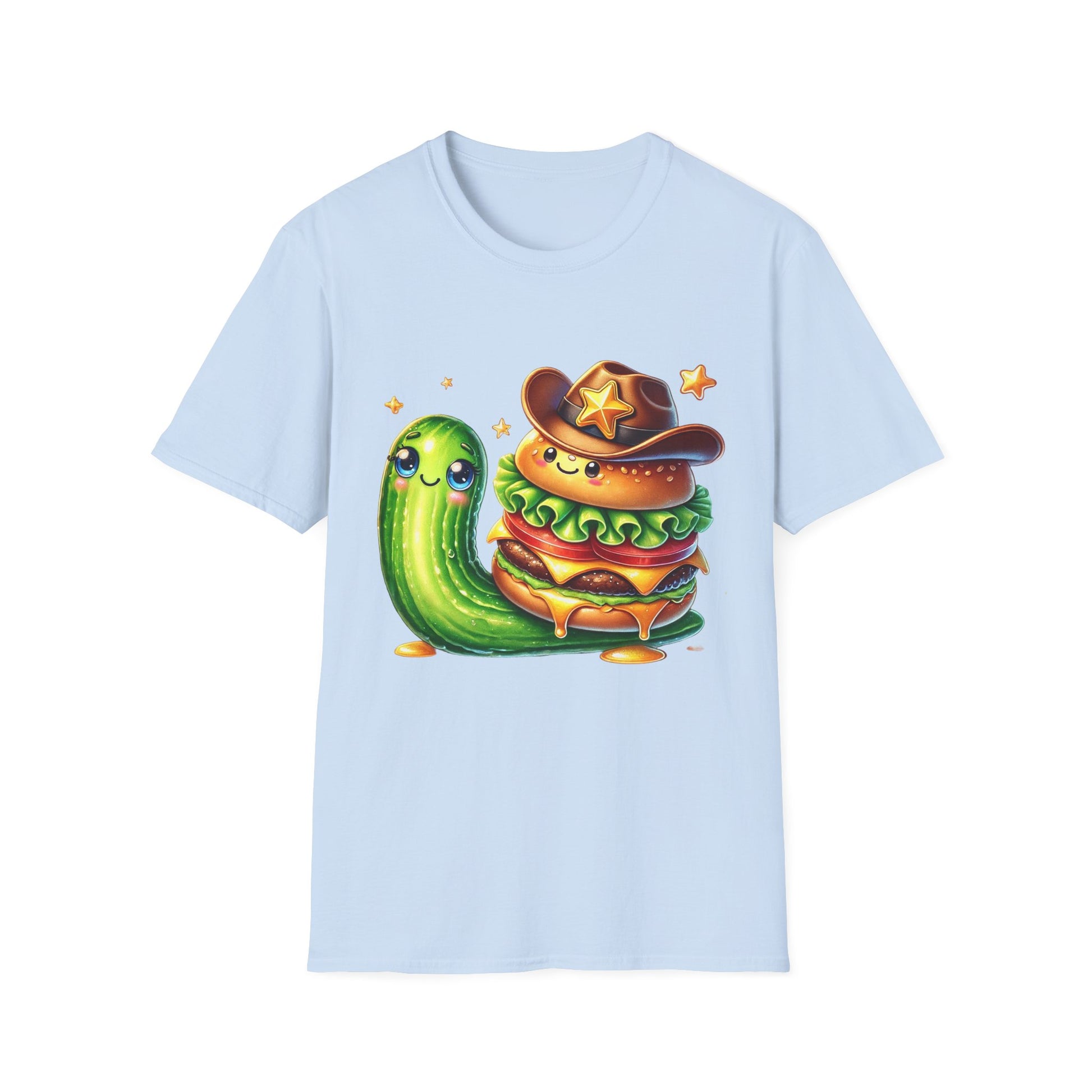 Wild Cowboy Cheeseburger Riding a Cucumber - T-Shirt - Blount Custom Creations