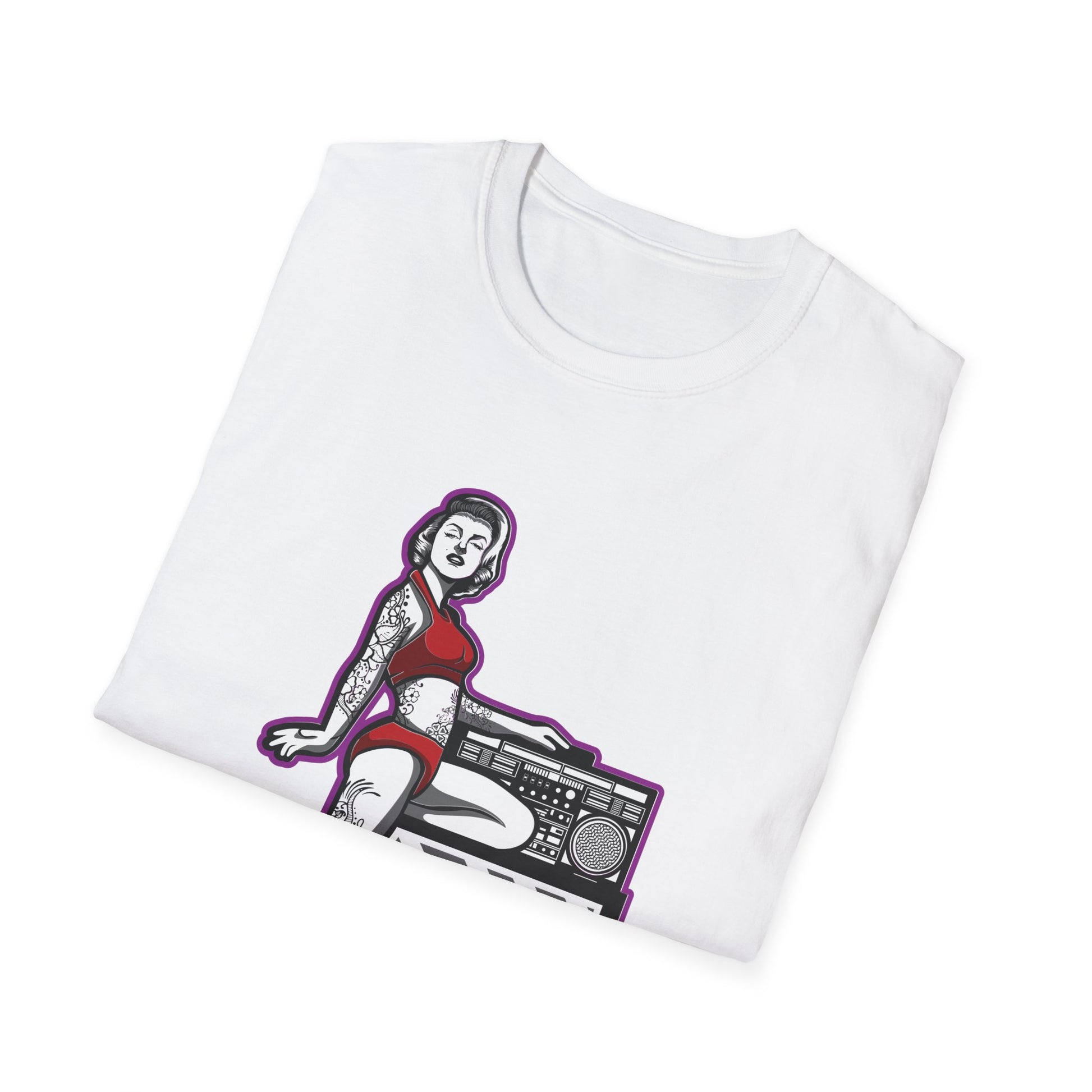 Tattooed Girl on Box with Boombox - T-Shirt - Blount Custom Creations