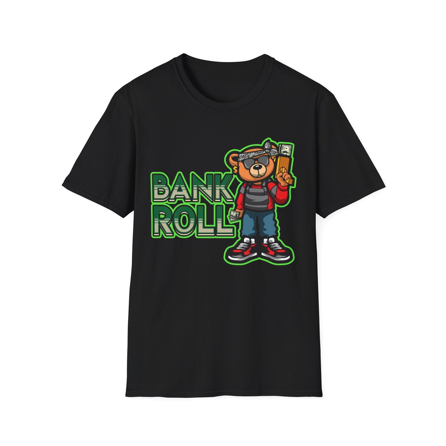 Bank Roll Streetwear Bear Holding Money Gun - T-Shirt - Blount Custom Creations