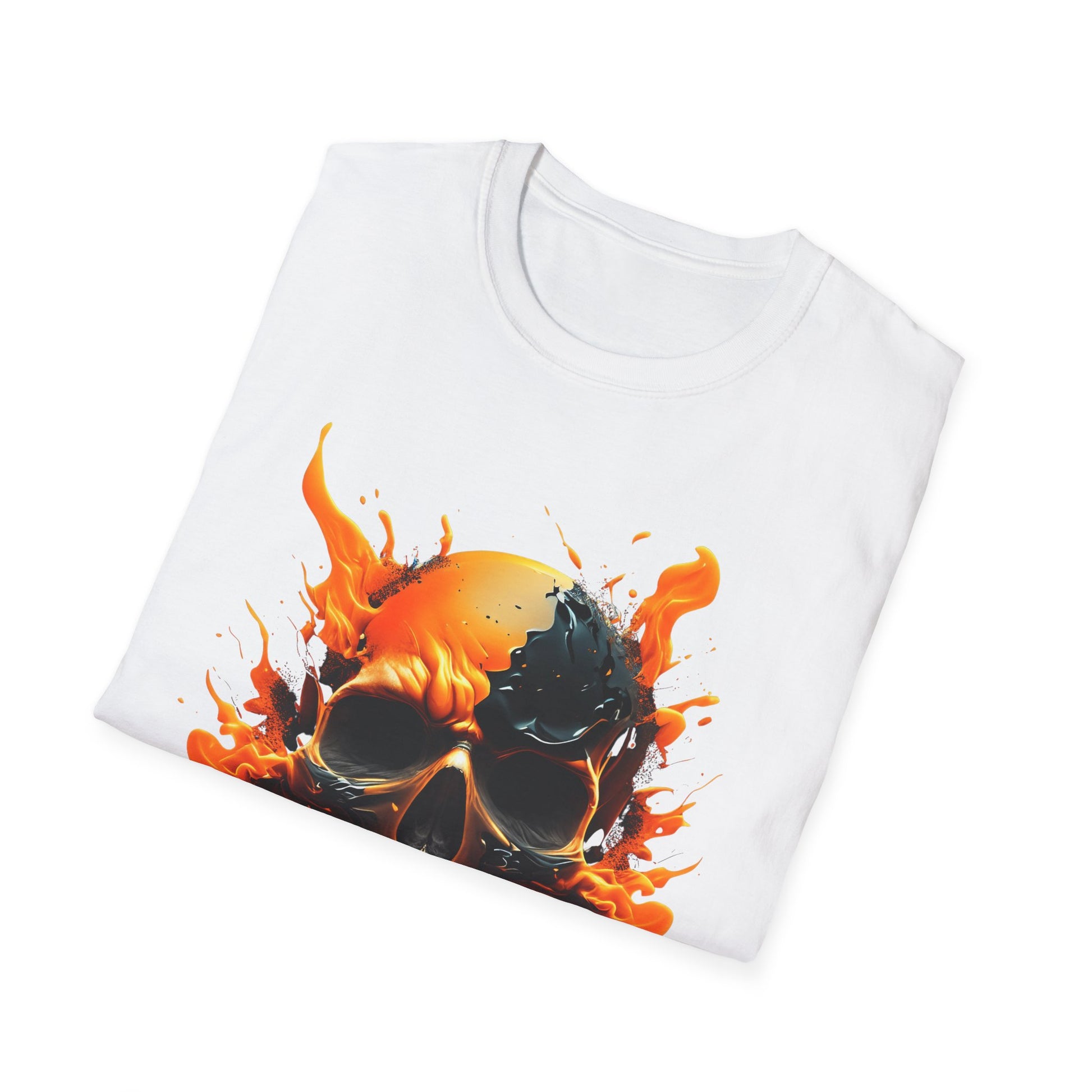 Skull with Orange Flames - T-Shirt - Blount Custom Creations