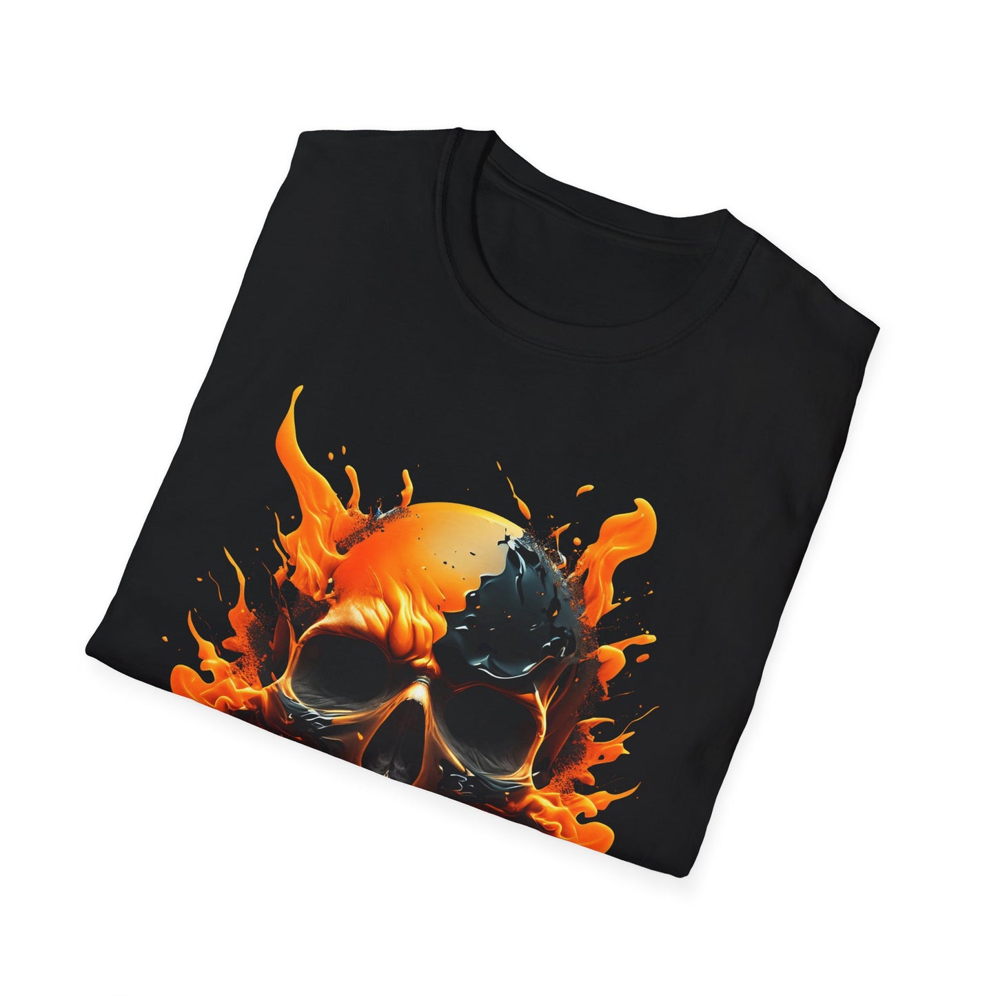 Skull with Orange Flames - T-Shirt - Blount Custom Creations