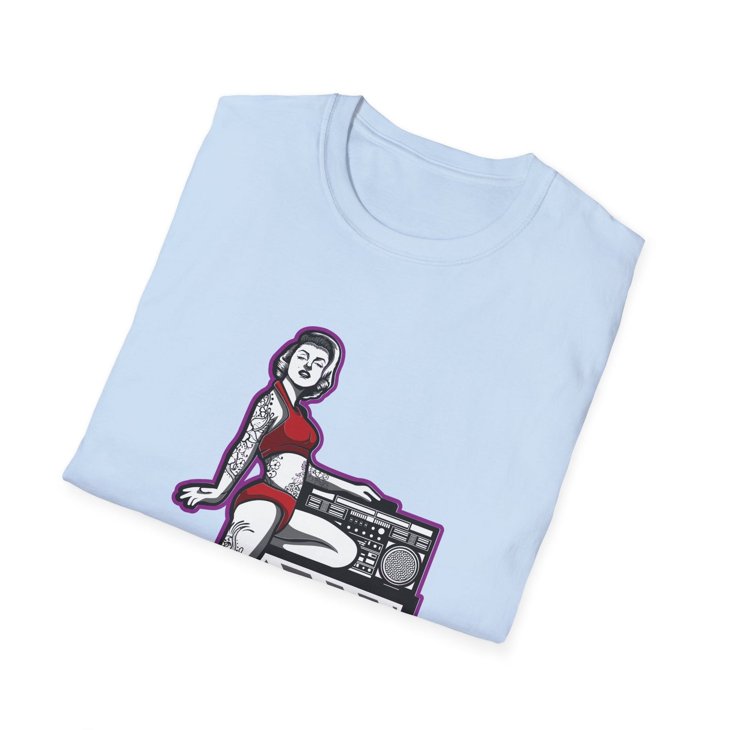 Tattooed Girl on Box with Boombox - T-Shirt - Blount Custom Creations