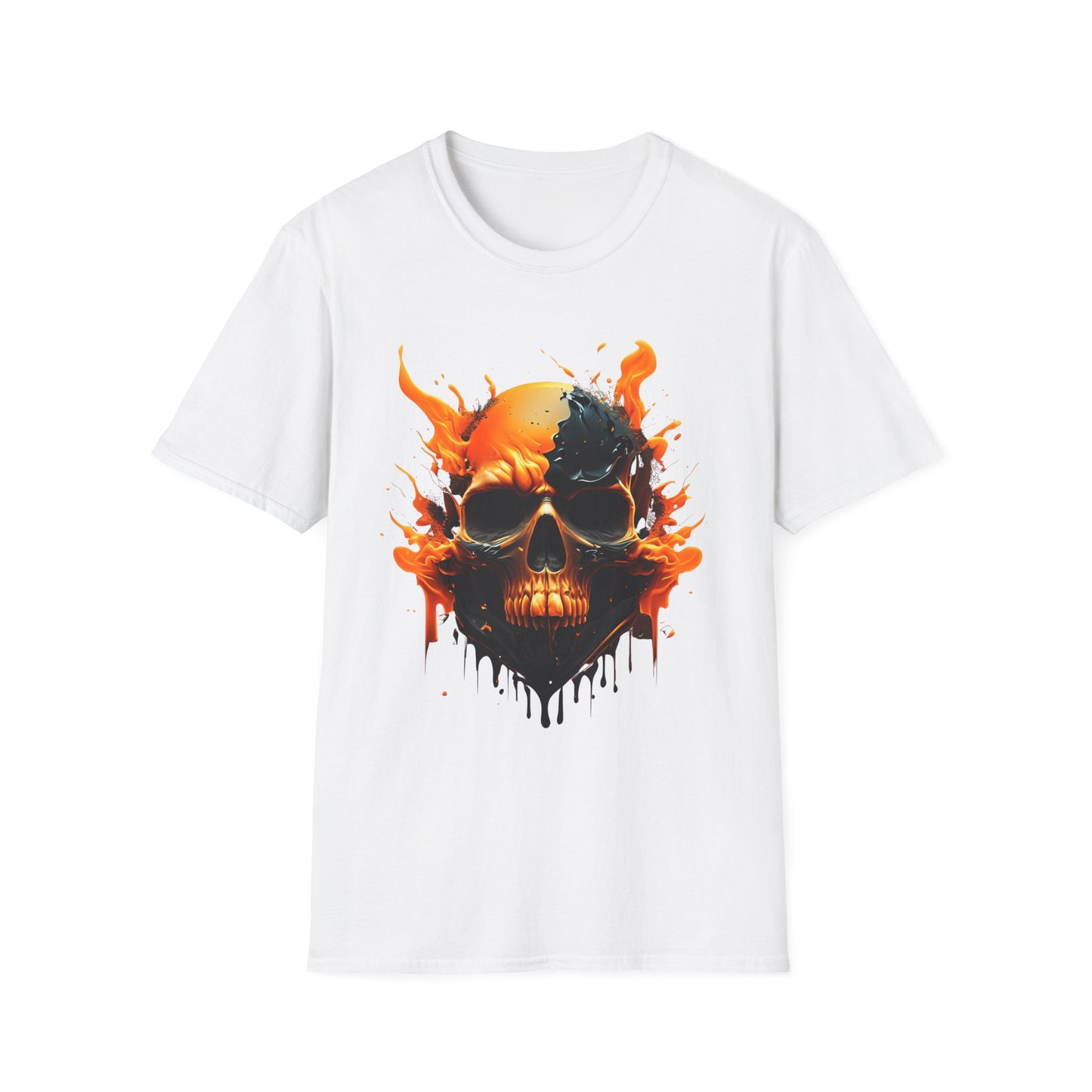 Skull with Orange Flames - T-Shirt - Blount Custom Creations