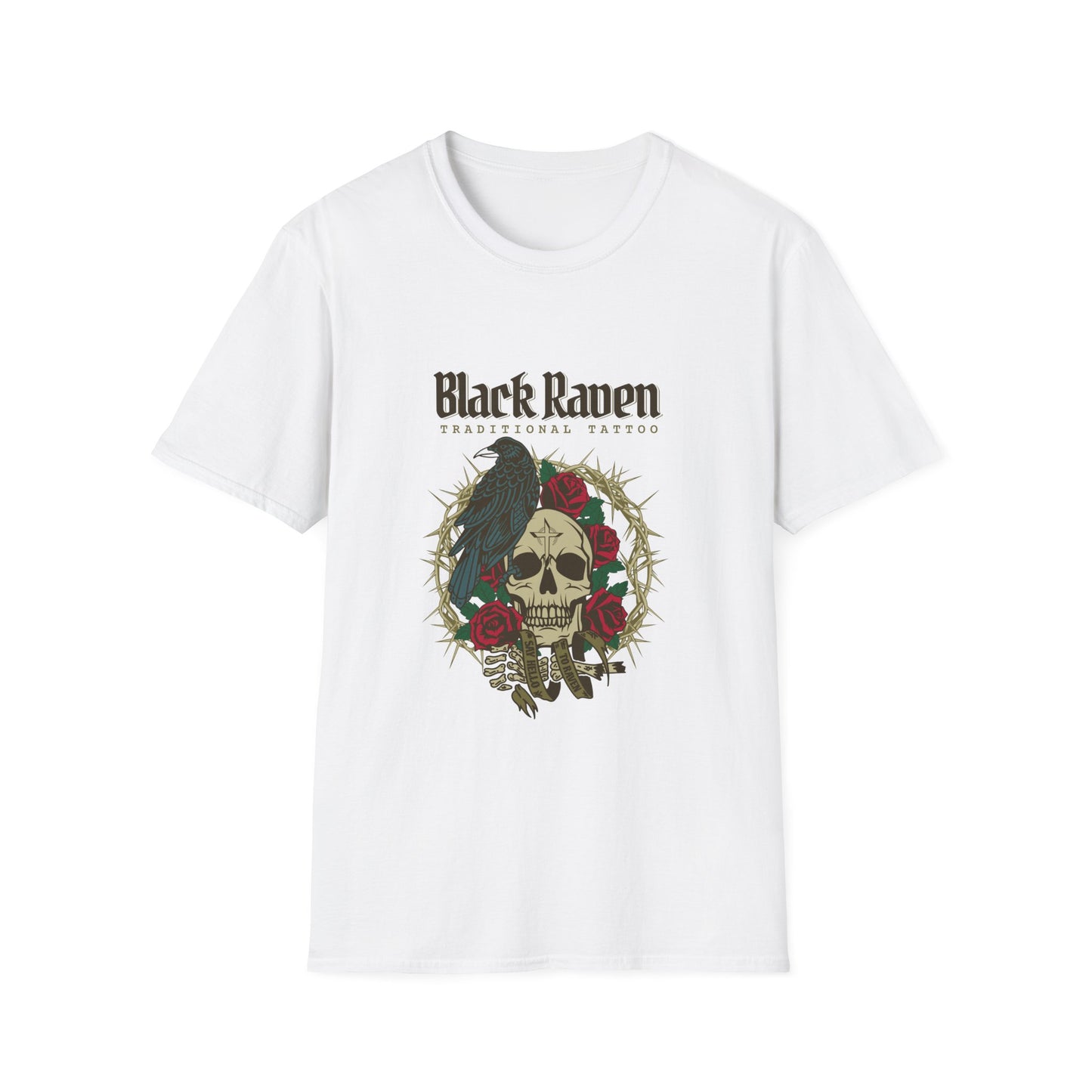 Black Raven Tattoo Skull and Thorns - T-Shirt - Blount Custom Creations