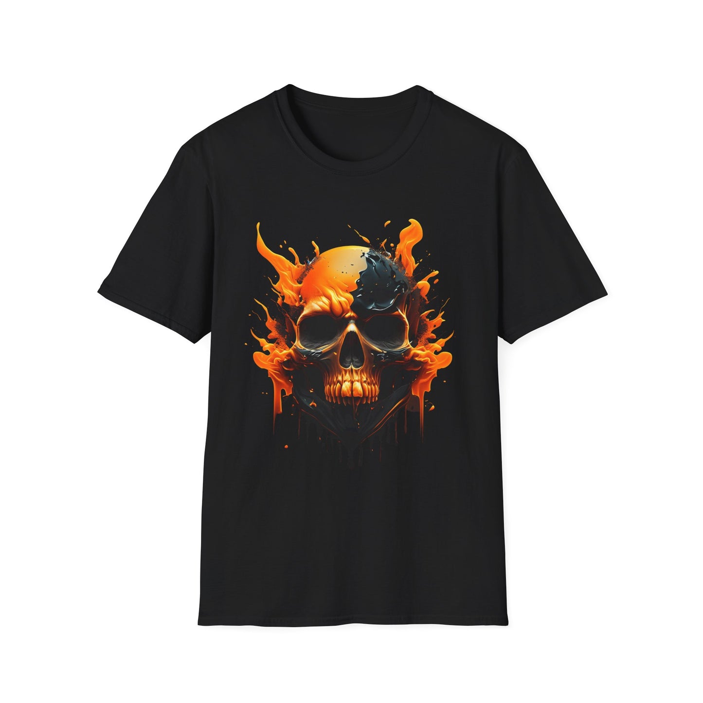 Skull with Orange Flames - T-Shirt - Blount Custom Creations